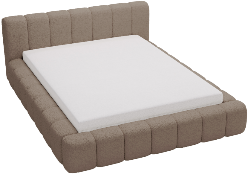 Łóżko tapicerowane boucle 140x200 Bolonia, stelaż metalowy - Brązowy 1052976