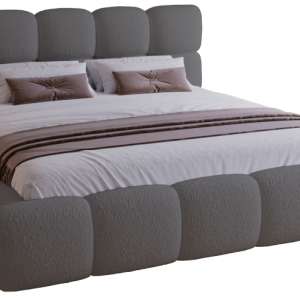 Łóżko tapicerowane boucle 140×200 Lucca, stelaż metalowy – Szary 1052959