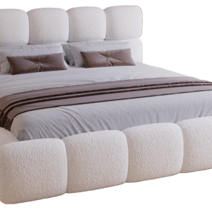 Łóżko tapicerowane boucle 140×200 Lucca z pojemnikiem – Kremowy 1053126 Łóżko tapicerowane boucle 140×200 Lucca z pojemnikiem – Kremowy 1053126