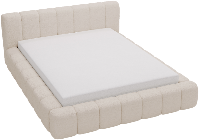 Łóżko tapicerowane boucle 160x200 Bolonia, stelaż metalowy - Beżowy 1052083