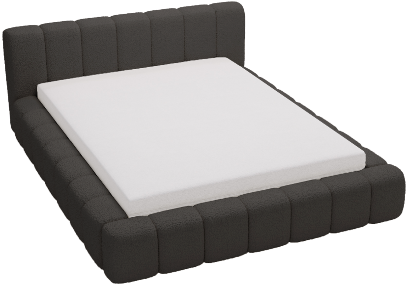 Łóżko tapicerowane boucle 160x200 Bolonia, stelaż metalowy - Czarny 1053207