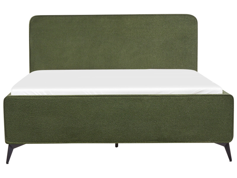 Łóżko tapicerowane boucle 160x200 cm zielone 436409