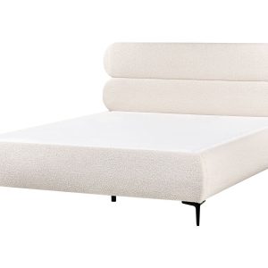 Łóżko tapicerowane boucle 160×200 cm złamana biel 658069