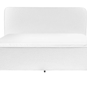 Łóżko tapicerowane boucle 160×200 cm złamana biel 436399