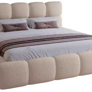 Łóżko tapicerowane boucle 160×200 Lucca, stelaż metalowy – Beżowy 1053057
