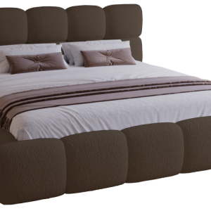 Łóżko tapicerowane boucle 160×200 Lucca, stelaż metalowy – Brązowy 1053276