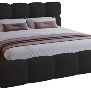Łóżko tapicerowane boucle 160×200 Lucca, stelaż metalowy – Czarny 1052981