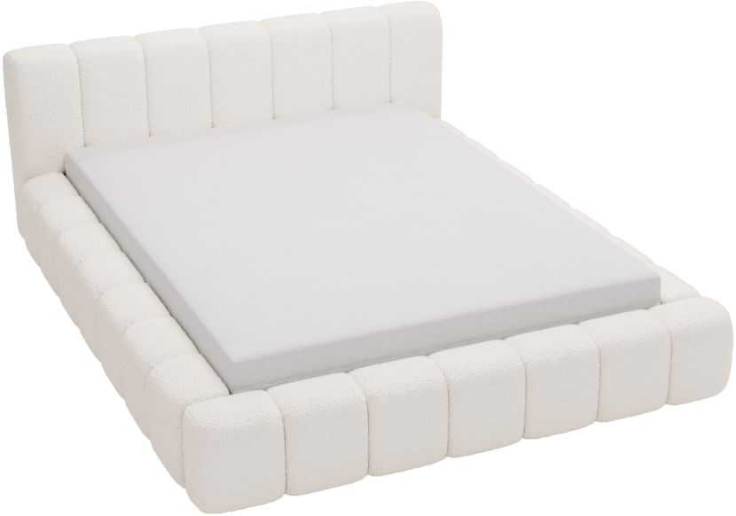Łóżko tapicerowane boucle 180x200 Bolonia, stelaż metalowy - Kremowy 1053225