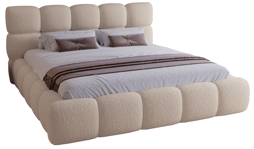 Łóżko tapicerowane boucle 180x200 Lucca, stelaż metalowy - Beżowy 1052150