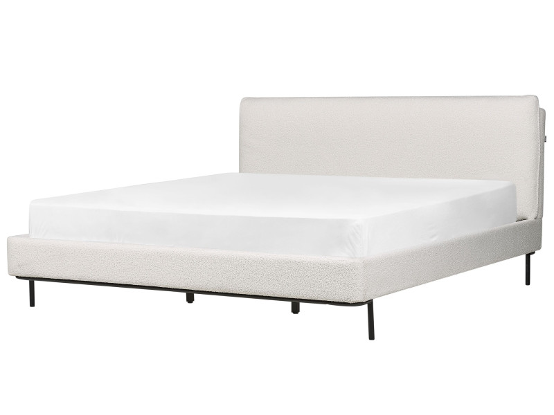 Łóżko tapicerowane boucle stelaż 180x200 białe 437507