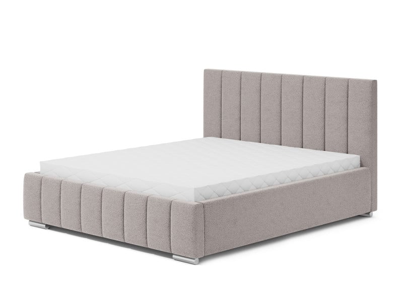 Łóżko tapicerowane Brest 140x200 szare tkanina boucle 224506