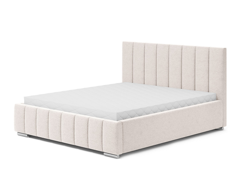 Łóżko tapicerowane Brest 180x200 białe tkanina boucle 224421