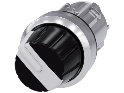 Przełącznik obrotowy, 22 mm, okrągły, metal, błyszczący, biały, przełącznik obrotowy | 3SU1050-2AS60-0AA0