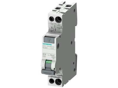 Kompaktowy wyłącznik różnicowo-nadprądowy kombinowany RCBO 1+N w jednym module 6kA typ AC 30mA C13 | 5SV1316-1KK13